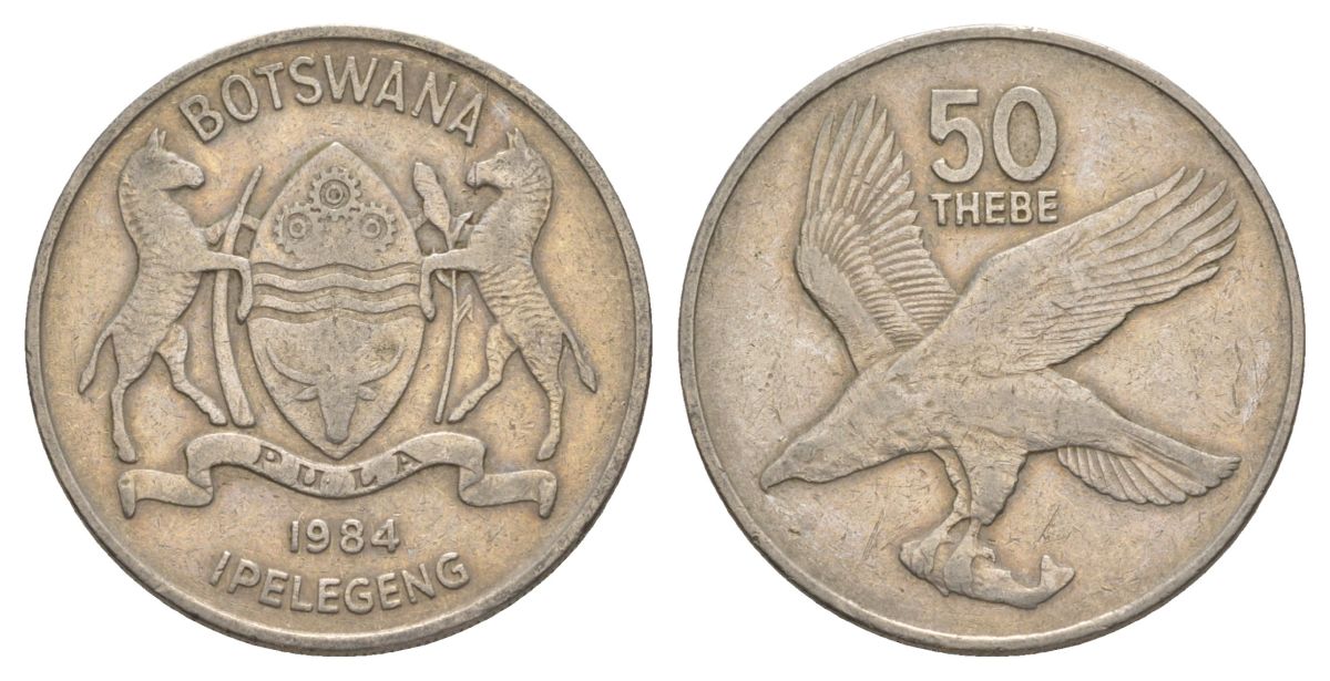 Ботсвана 50 тхебе 1984 Орлан-крикун KM 7a сталь плакированная никелем 69-635