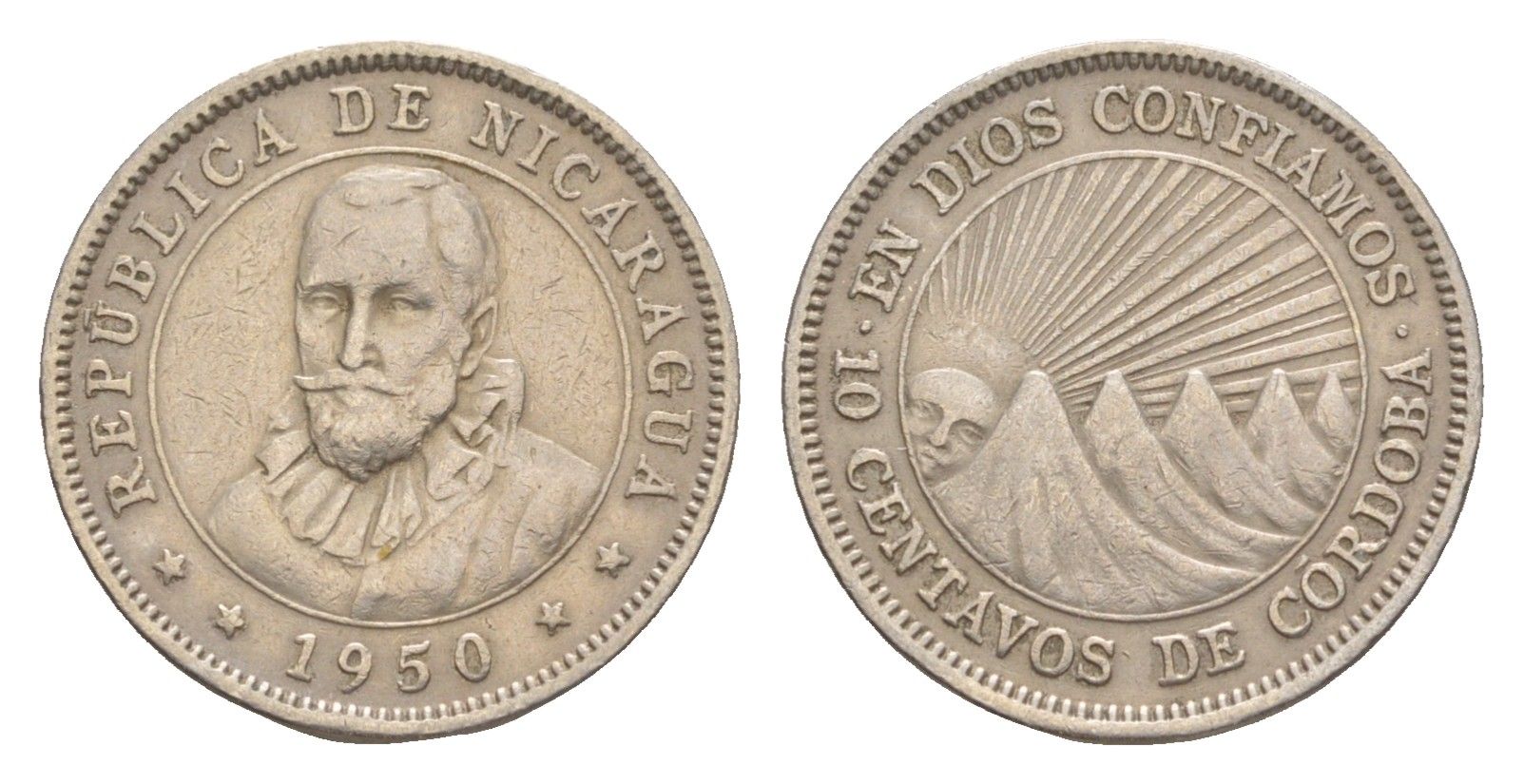 Никарагуа 10 сентаво 1950 KM 17.1 медно-никель 4640-969