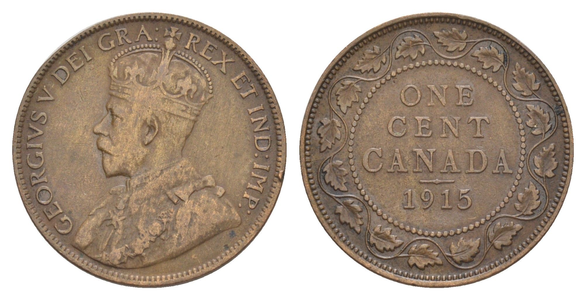 Канада 1 цент 1915 Георг V (1910-1936) KM 21 бронза 4637-151