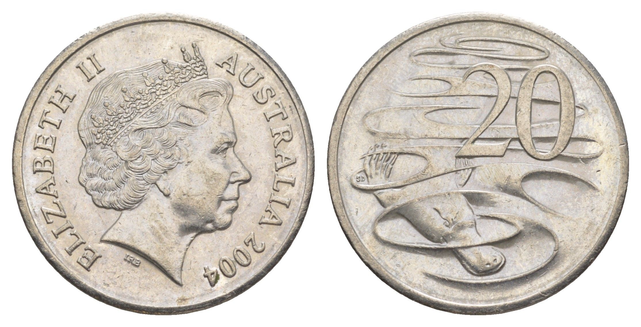 Австралия 20 центов 2004 Елизавета II (1952-2022), утконос KM 403 медно-никель 4385-435