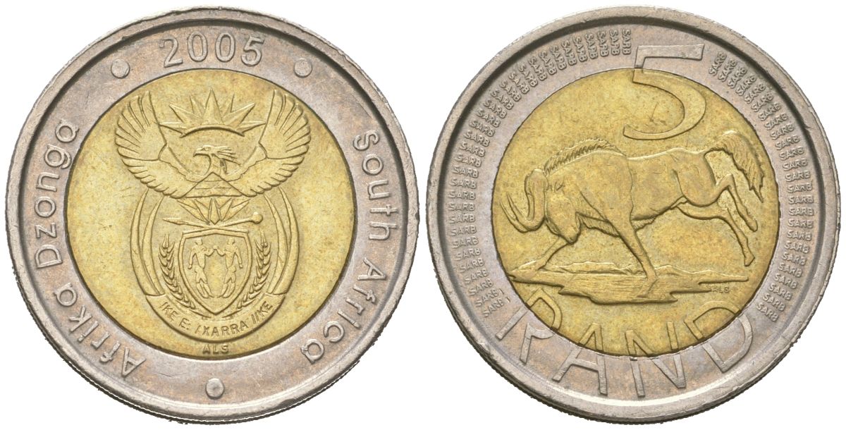 ЮАР 5 рандов 2005 KM 297 биметалл 4364-2443