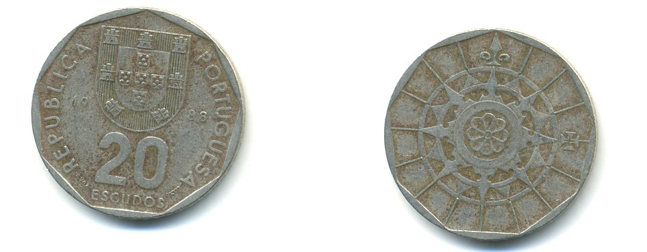 ПОРТУГАЛИЯ 20 ЭСКУДО 1988 INCM KM 634.1 медно-никель 54-2416