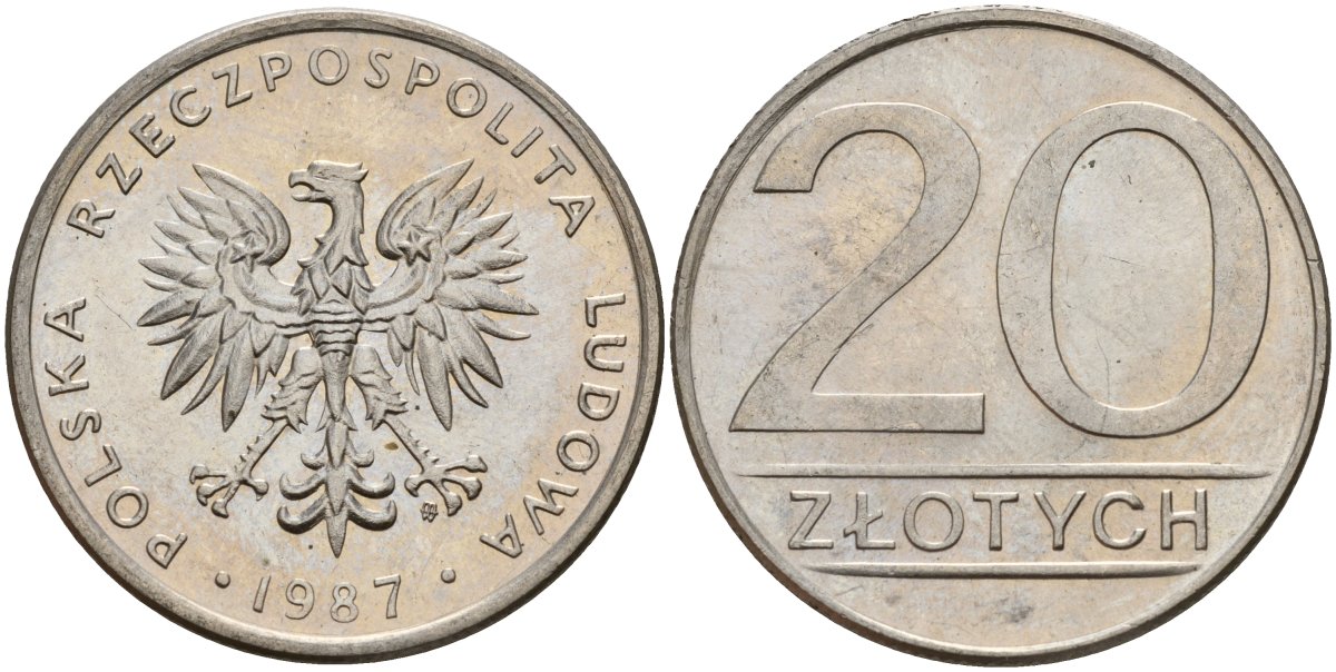 Польша 20 злотых 1987 MW Y 153.1 медно-никель 4187-716
