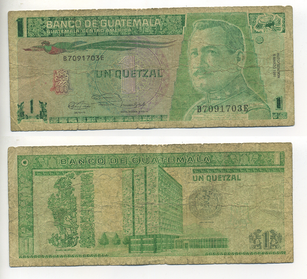Гватемала 1 кетсаль 1991 генерал Хосе Мария Ореллано, президент Гватемалы (1921-1926) Pick 73 b бумага 7548-68-3