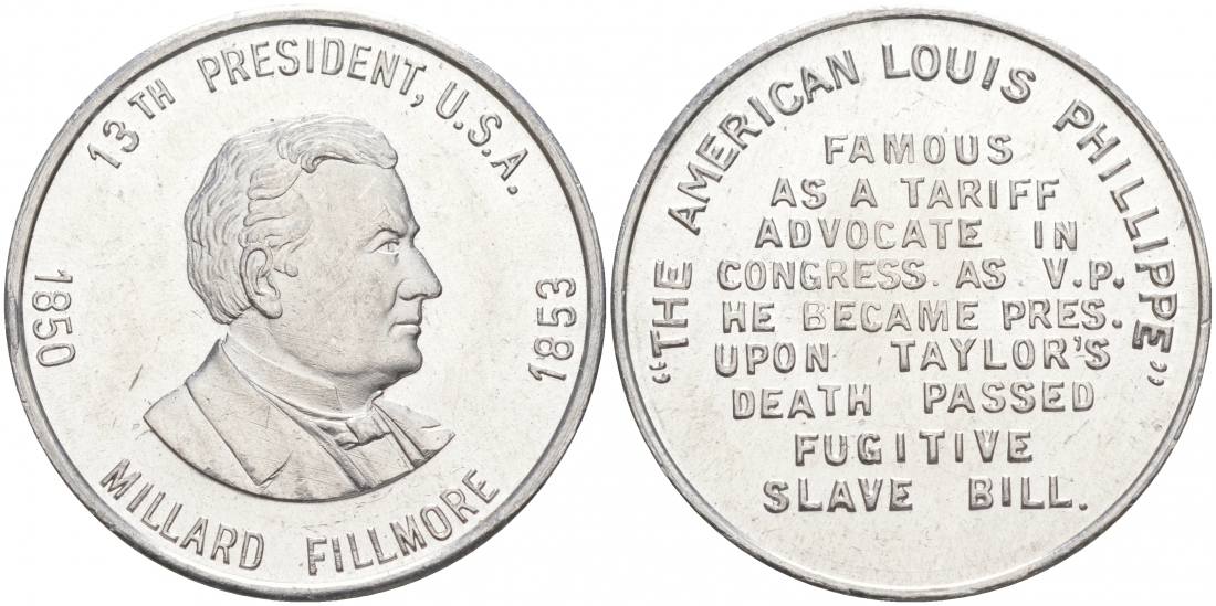 США МЕДАЛЬ ND 13-ЫЙ ПРЕЗИДЕНТ МИЛАРД ФИЛЛМОР 28 мм алюминий 73-353