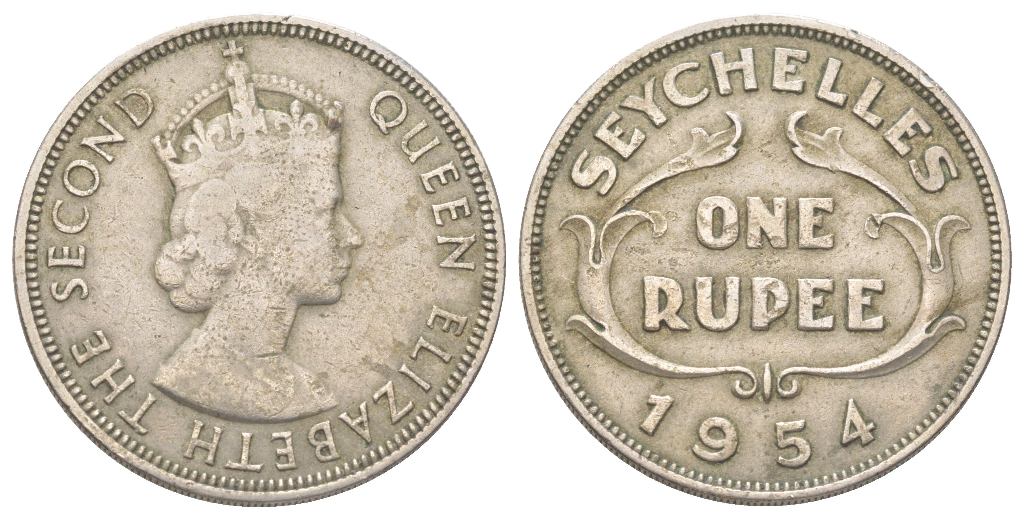 Сейшельские Острова (Сейшелы) 1 рупия 1954 KM 13 медно-никель 4622-1255