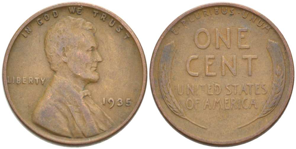 США 1 ЦЕНТ 1935 ЛИНКОЛЬН KM 132 бронза 3309-427