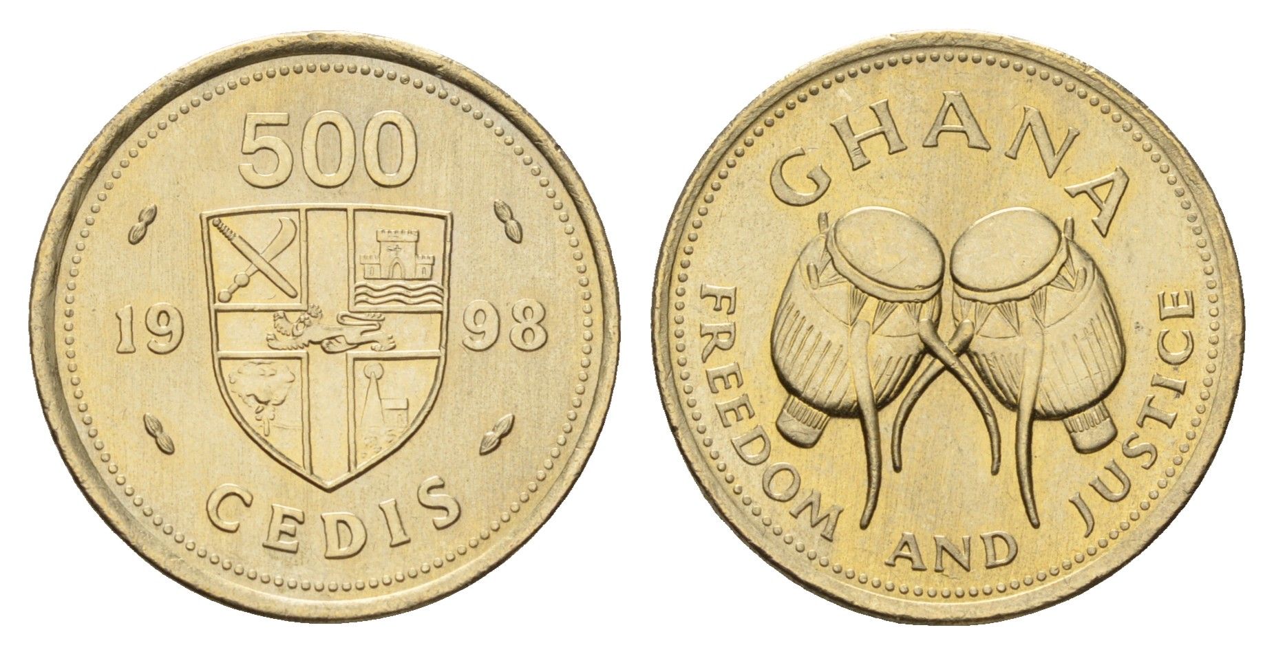 Гана 500 седи 1998 KM 34 никель латунь UNC 3459-1151