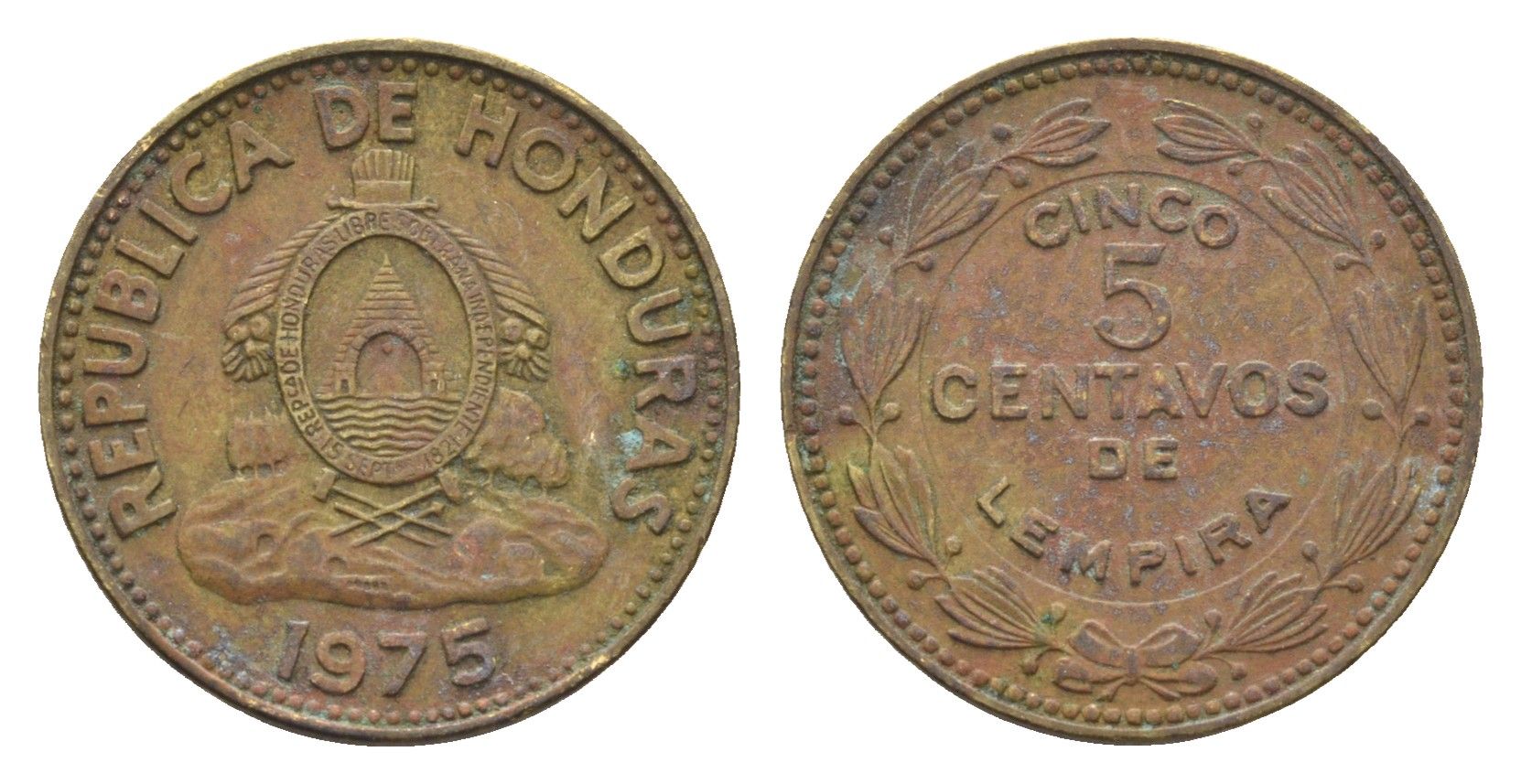 Гондурас 5 сентаво 1975 KM 72.2a латунь 4664-633