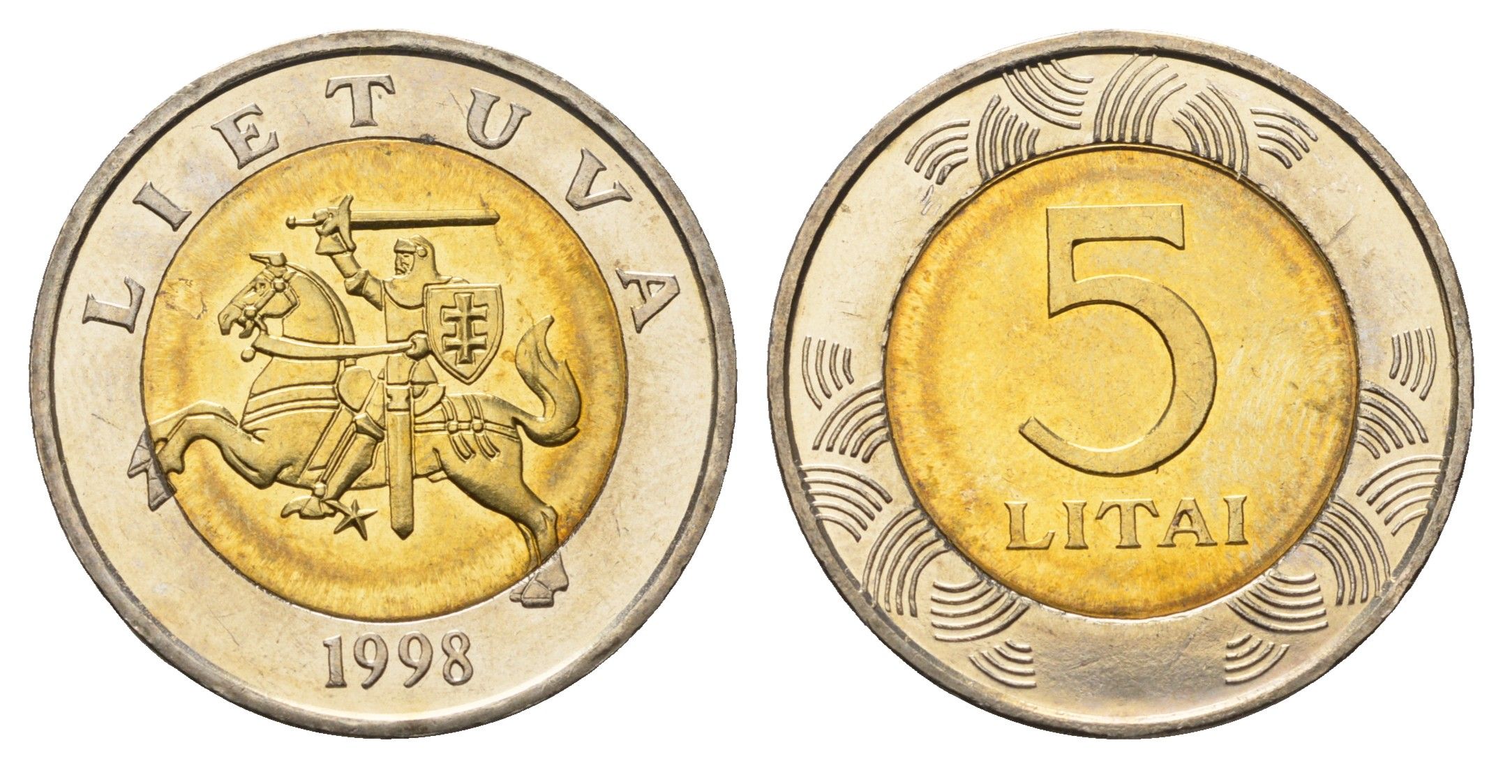 Литва 5 лит 1998 KM 113 биметалл UNC 08-1235