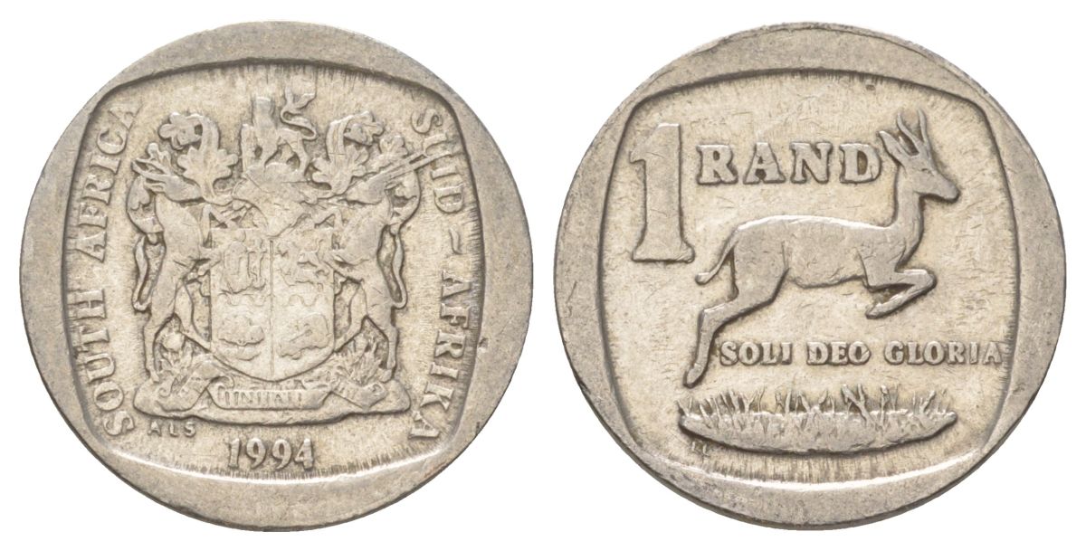 ЮАР 1 ранд 1994 KM 138 медь плакированная никелем 4627-311
