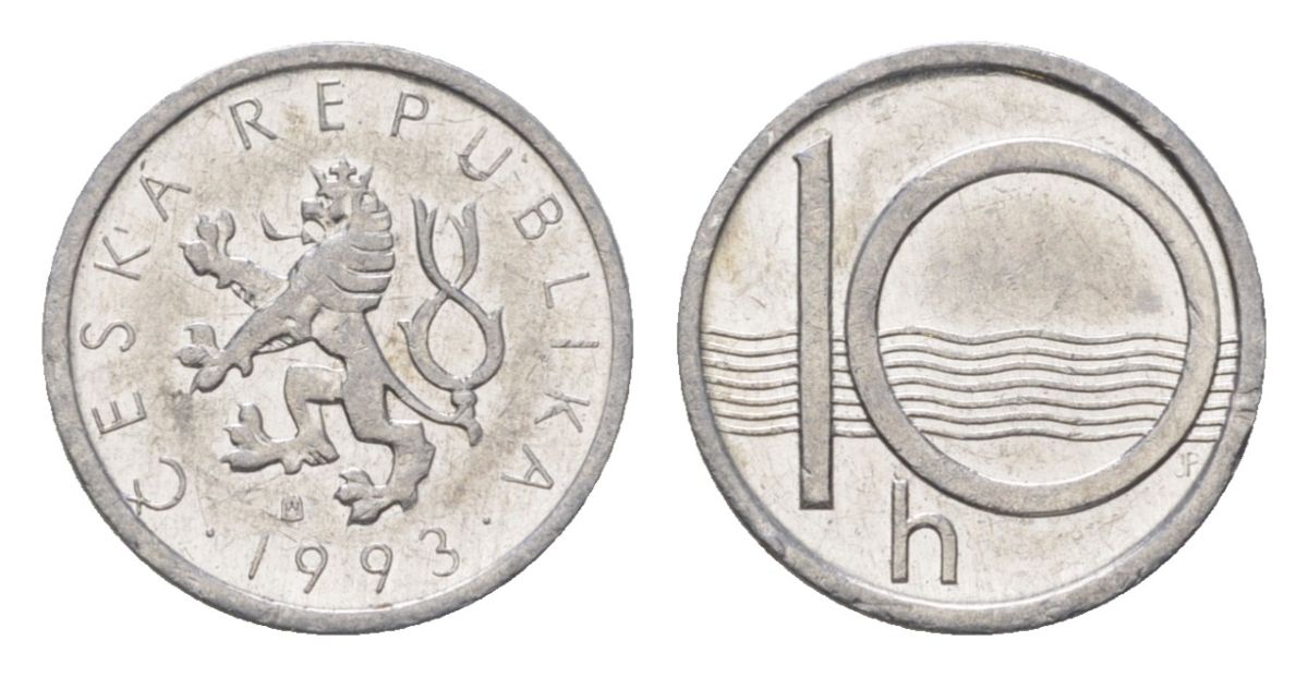Чехия 10 геллеров 1993 KM 6 алюминий 4623-752