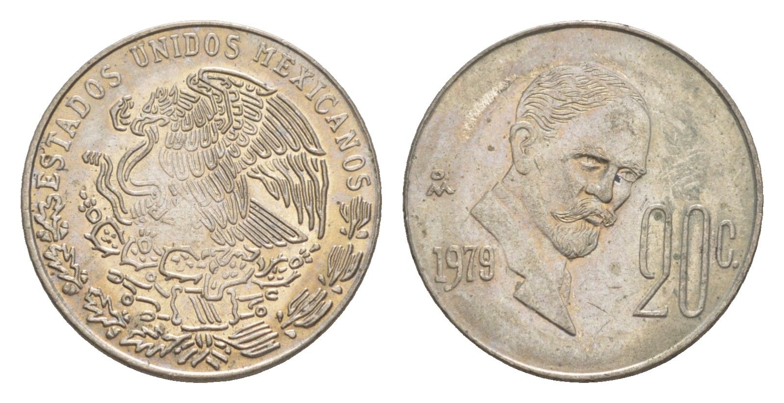 Мексика 20 сентаво 1979 Франциско Индалеси KM 442 медно-никель 4644-653