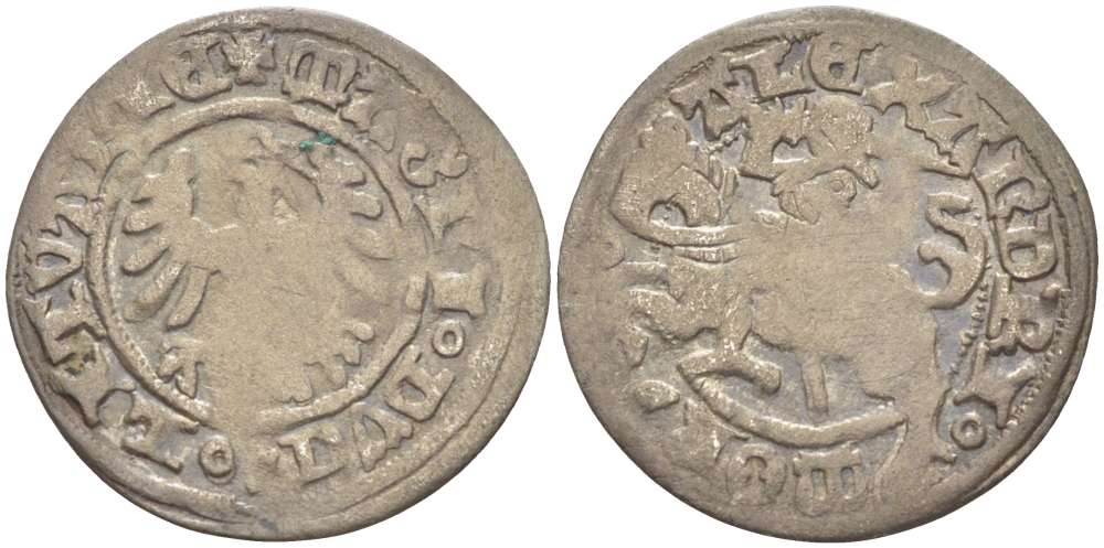 Великое княжество Литовское 1/2 гроша (полугрош) 1501-1506 Александр I король Польский (1501-1506), вес 1,09 гр., погоня Saurma 5504 серебро 1517-312