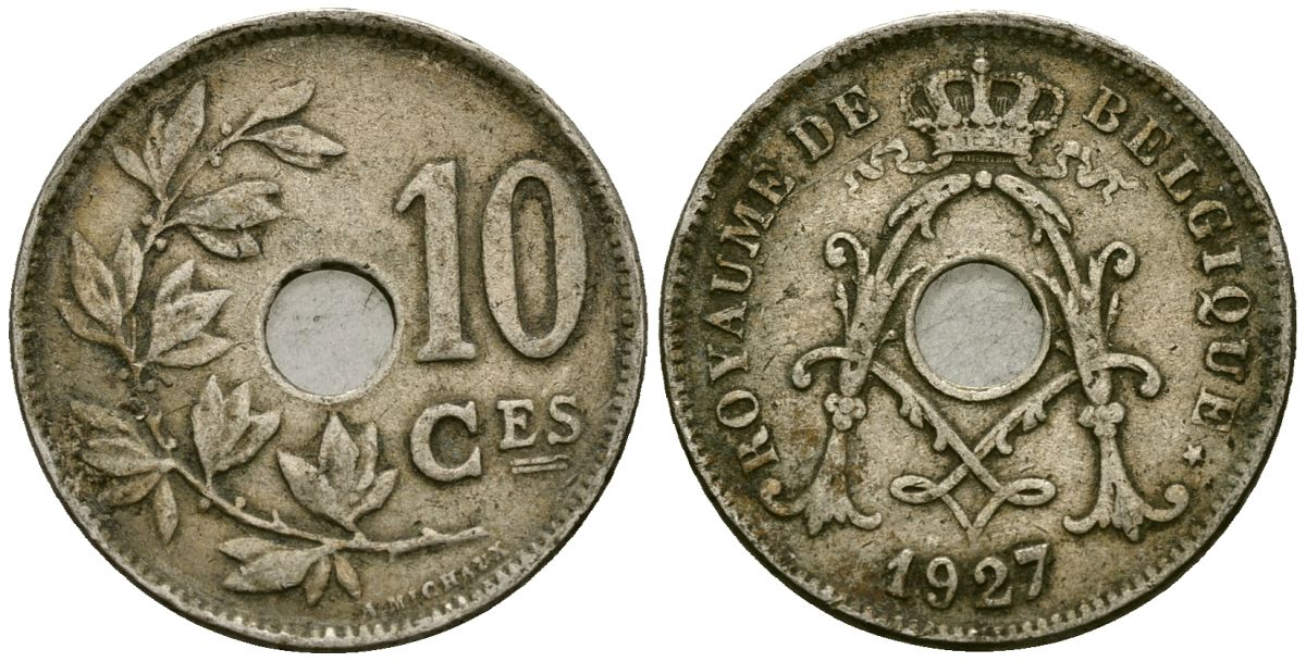 Бельгия 10 сантимов 1927 Belgique KM 85 медно-никель 4172-1012