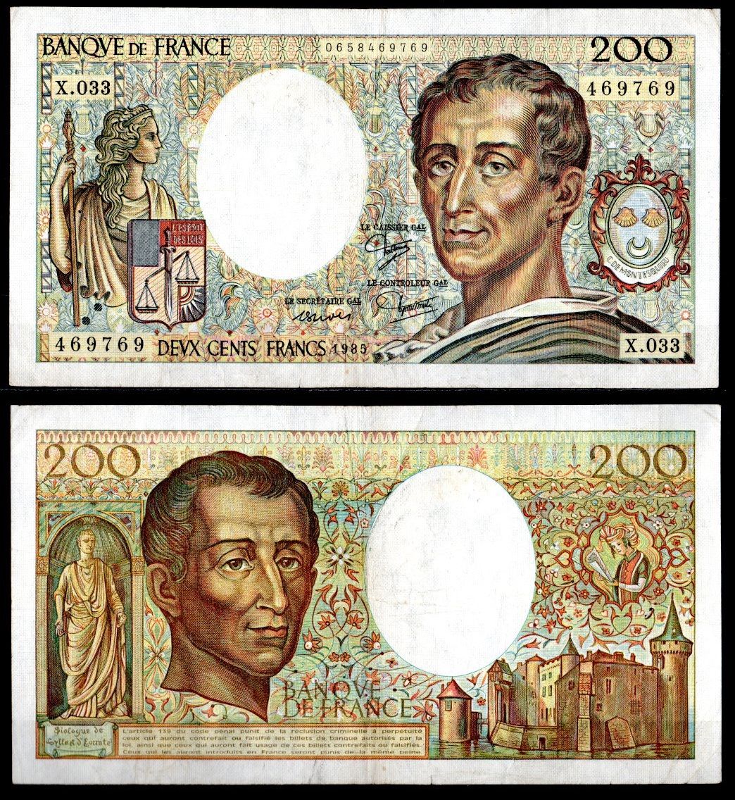 Франция 200 франков 1985 Pick 155 a бумага 7198-11-2-1