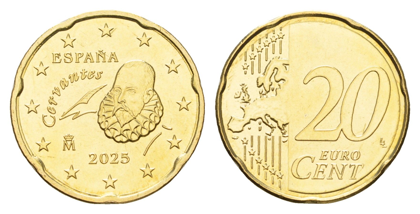 Испания 20 евроцентов 2025 тираж 2.500 экземпляров KM 1148 нордик BU 4670-1243