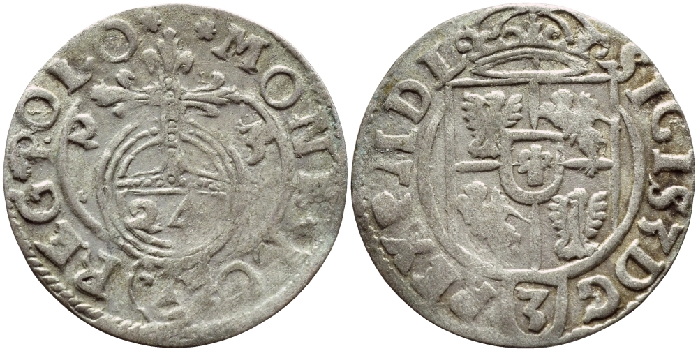 ПОЛЬША 1/24 ТАЛЕРА 1615 СИГИЗМУНД III (1587-1632) KM 41 серебро 3896-844