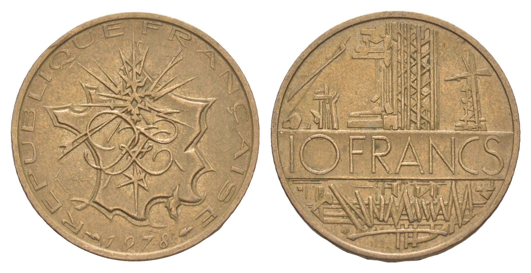 Франция 10 франков 1978 KM 940 медь алюминий никель 4543-725