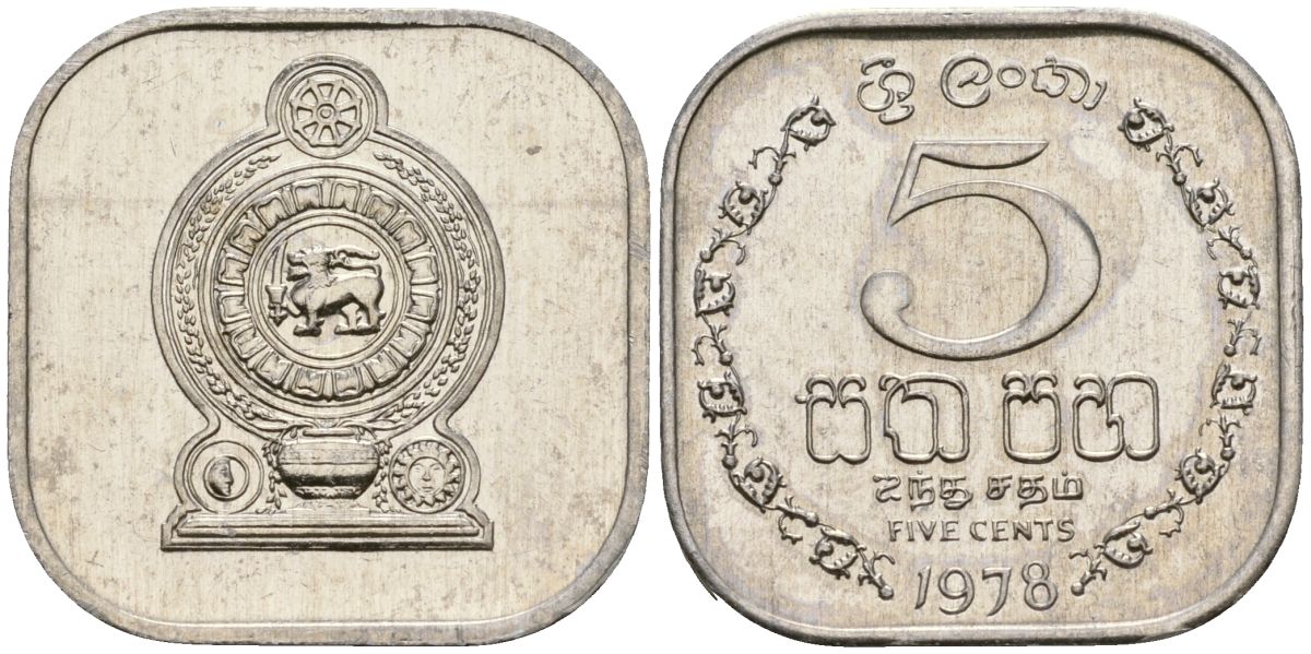 Шри-Ланка 5 центов 1978 KM 139a алюминий 4136-722