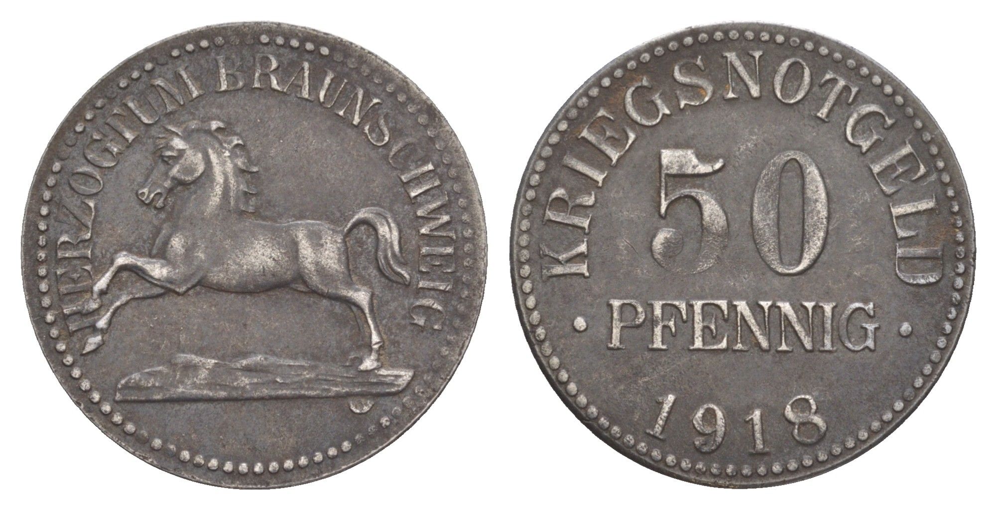 Брауншвейг 50 пфеннигов 1918 Funck 56.3, Men05 3454.4, Men18 4388.4 железо 4584-351