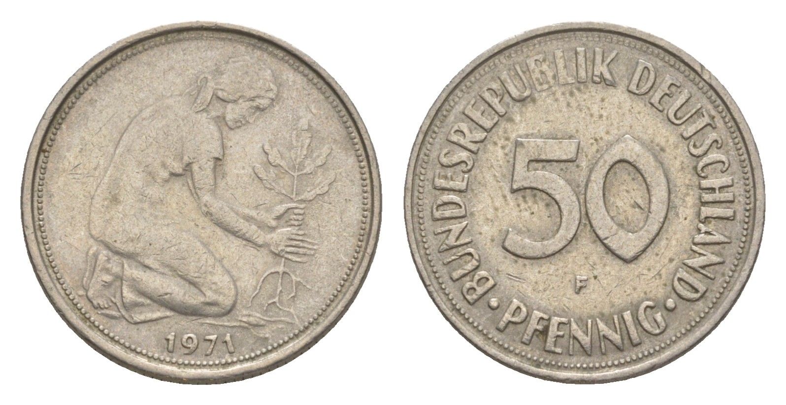 ФРГ 50 пфеннигов 1971 F KM 109.1, J. 384 медно-никель 4636-1149