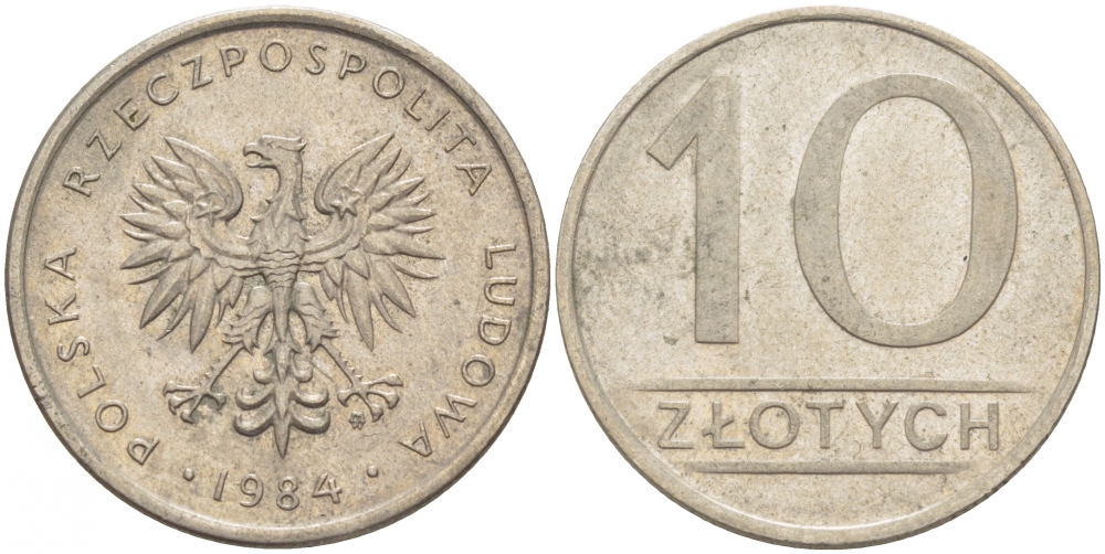 ПОЛЬША 10 ЗЛОТЫХ 1984 MW KM 152.1 медно-никель 213-827