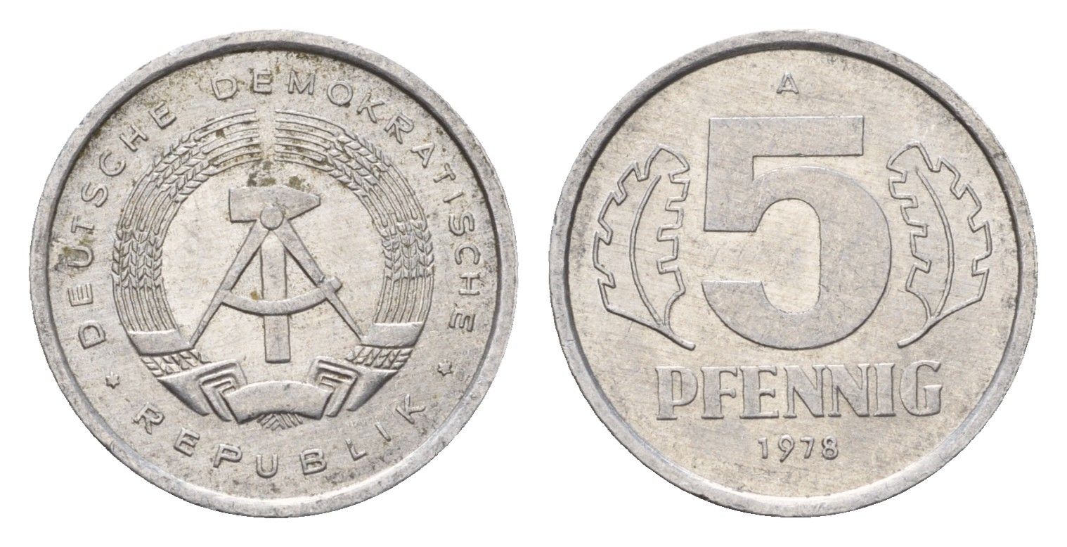 ГДР 5 пфеннигов 1978 KM 9.2 алюминий 4611-956