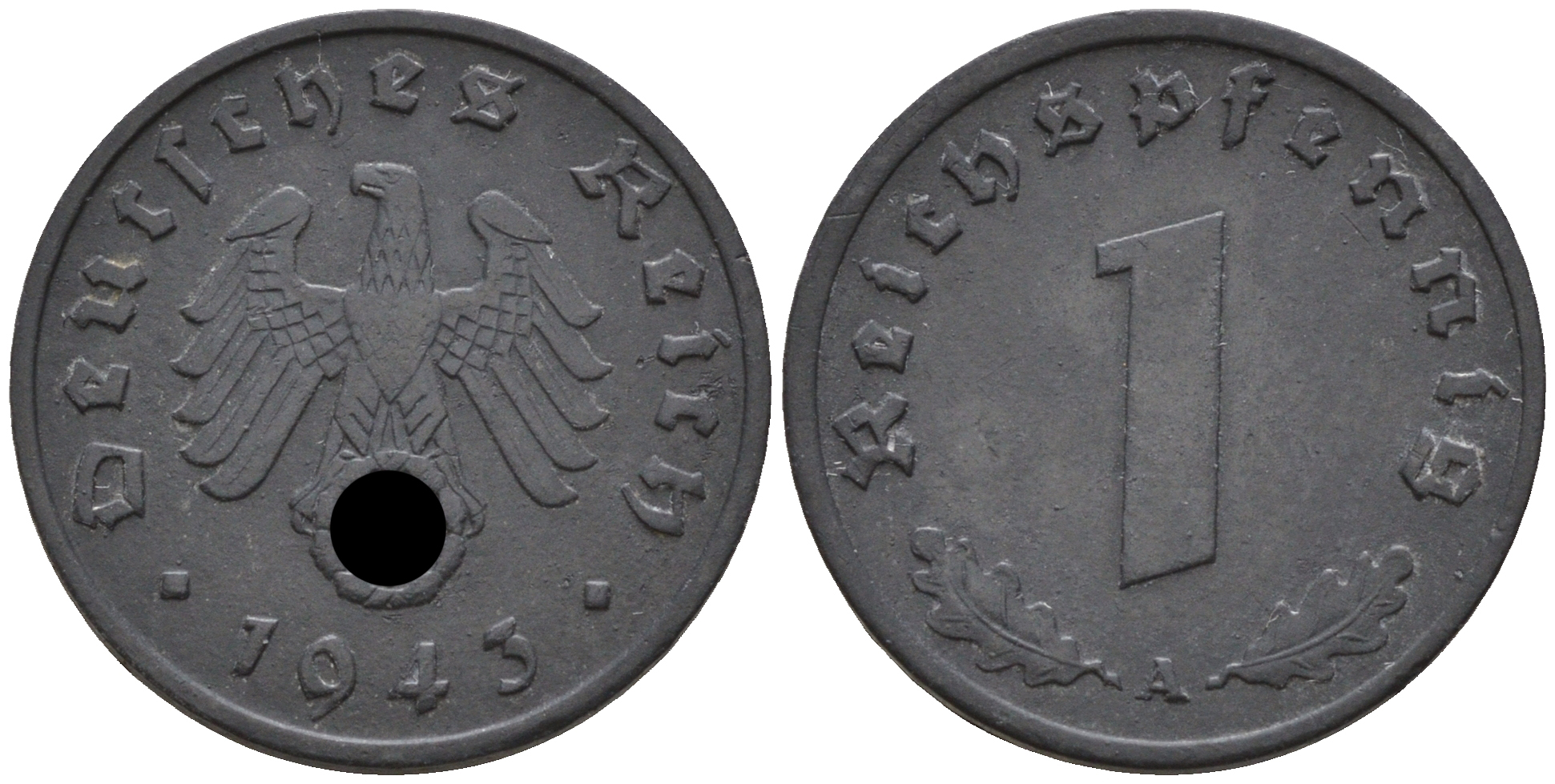 Германия 1 рейхспфенниг 1943 A KM 97 J. 369 цинк    4152-1163