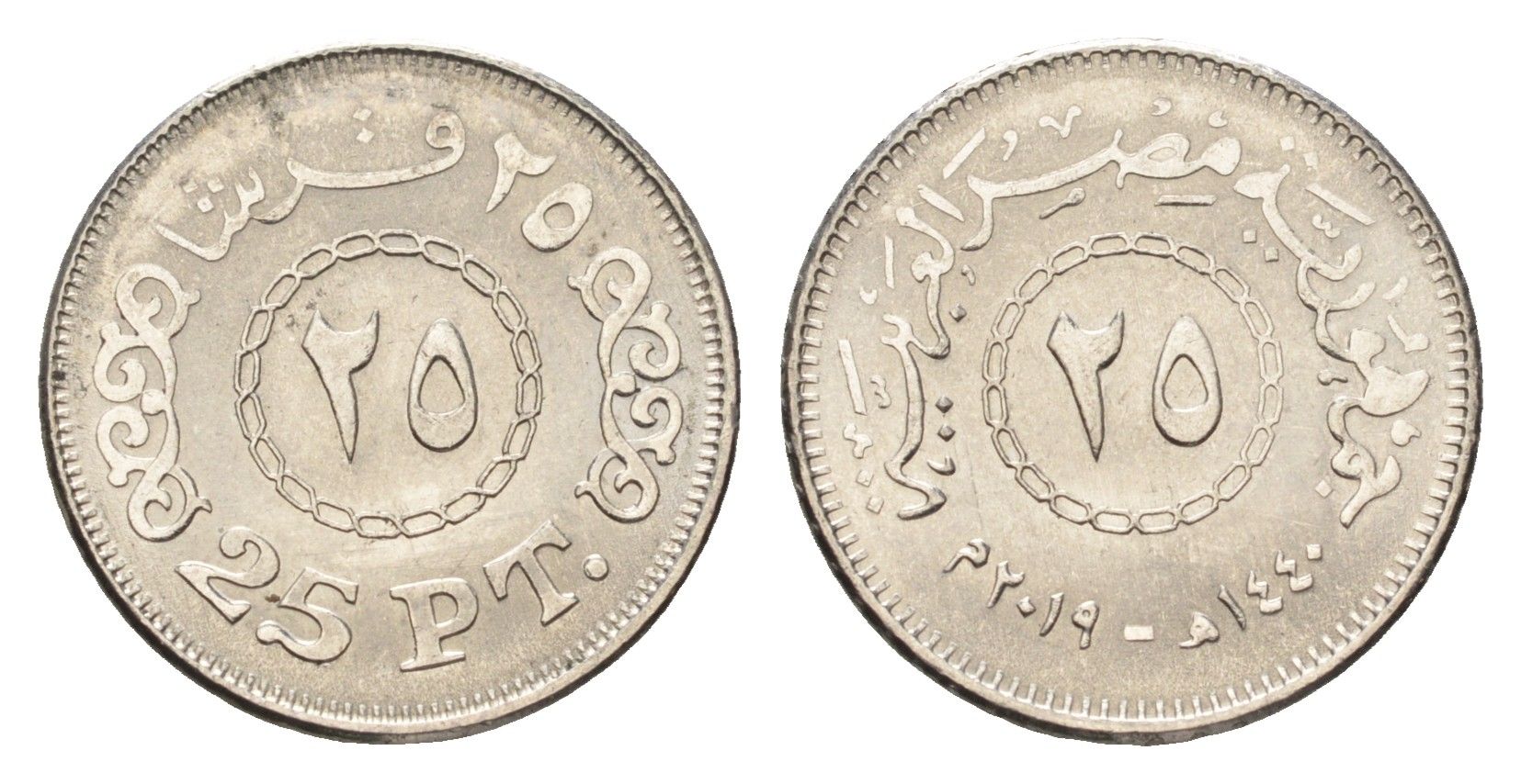 Египет 25 пиастров 2019 KM 991 сталь плакированная никелем UNC 4659-1062