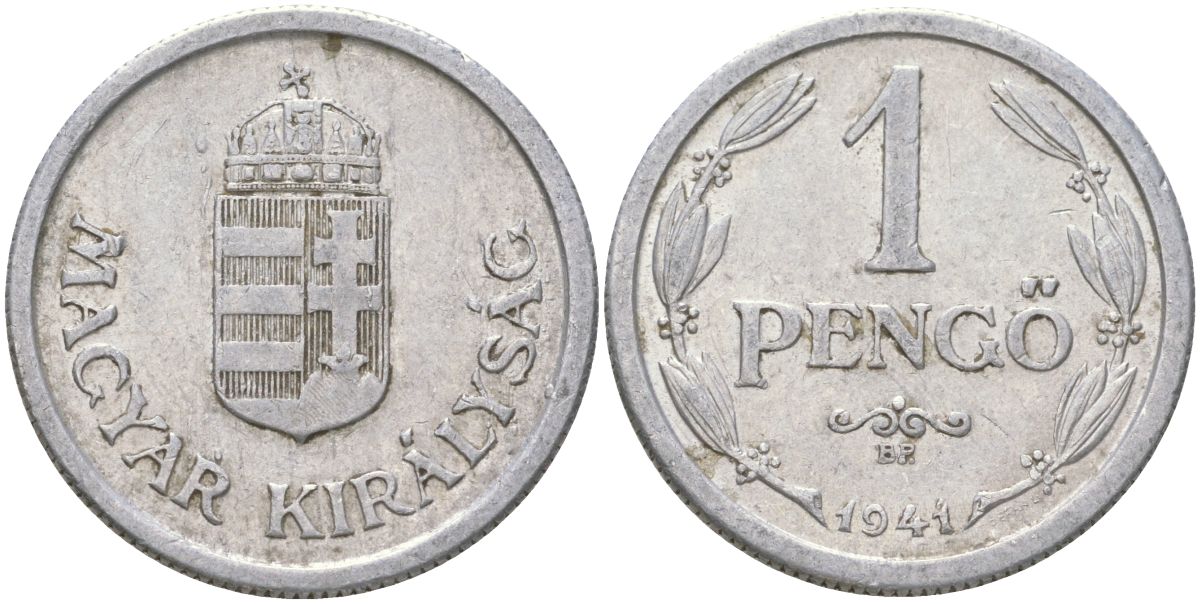 Венгрия 1 пенге 1941 BP KM 521 алюминий 4163-934