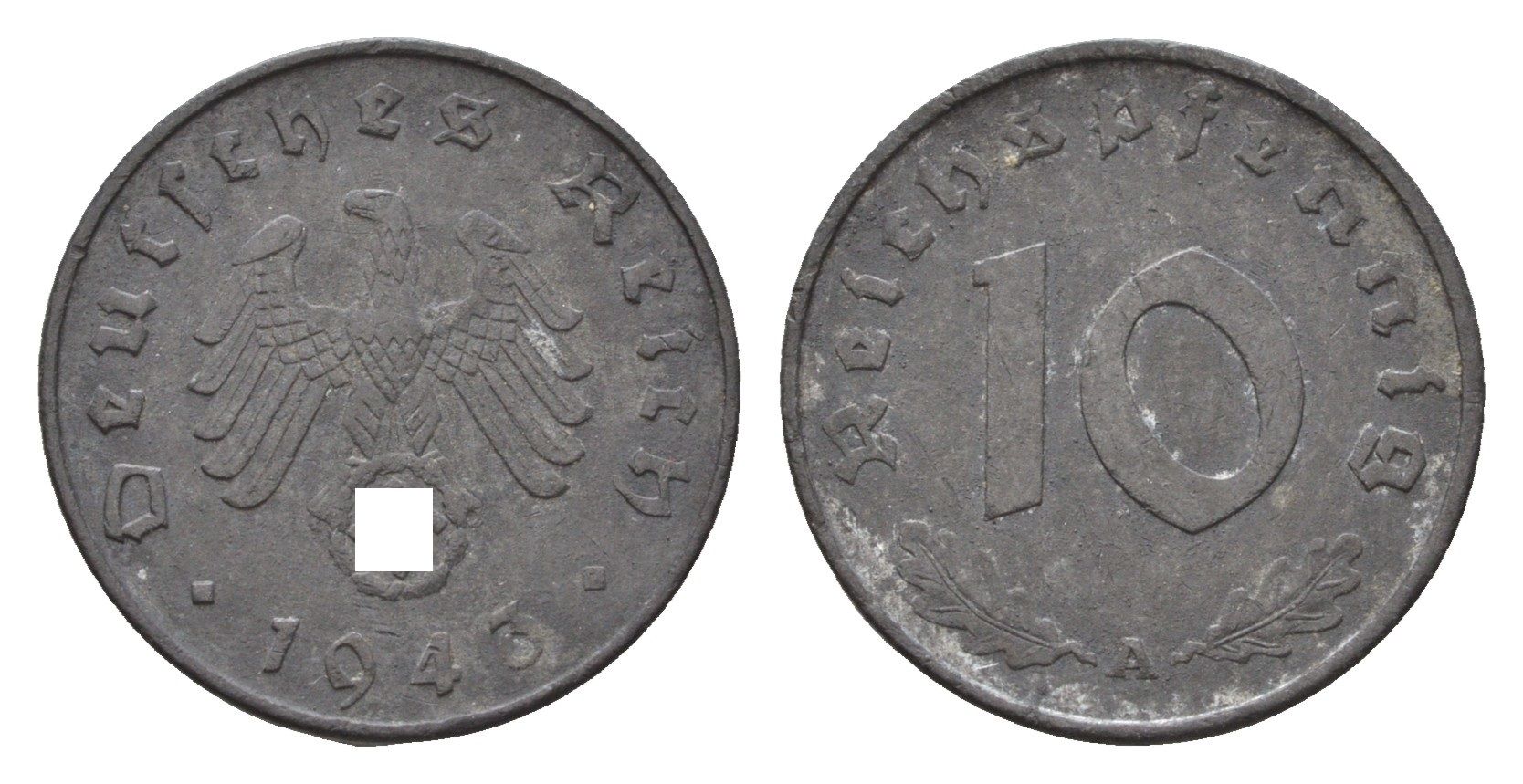 Германия 10 рейхспфеннигов 1943 A KM 101, J. 371 цинк 4684-238