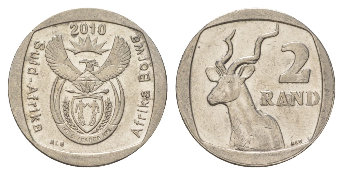 ЮАР 2 ранда 2010 KM 498 медь плакированная никелем 4628-252