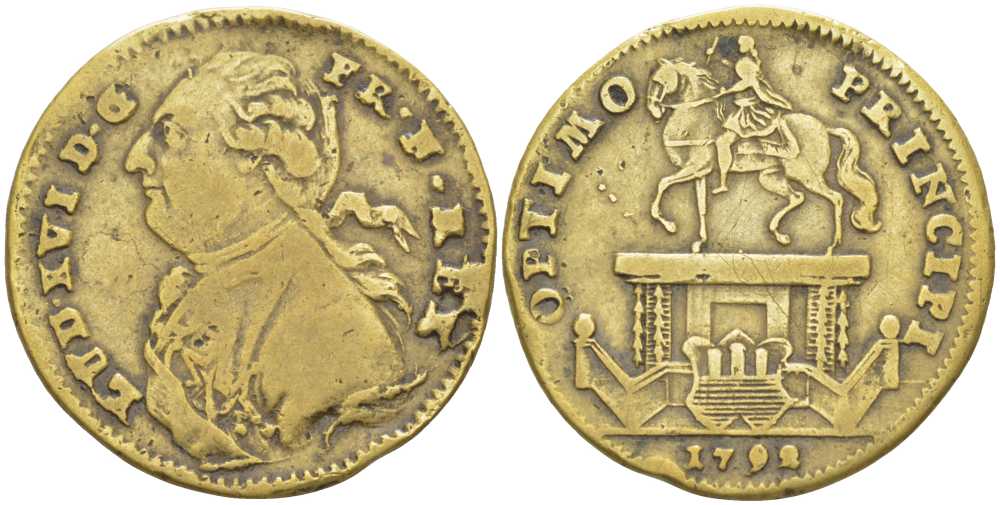 Франция жетон 1792 Людовик XVI (1774-1792) OPTIMO PRINCIPI, диаметр 23,5 мм.  латунь    210-122
