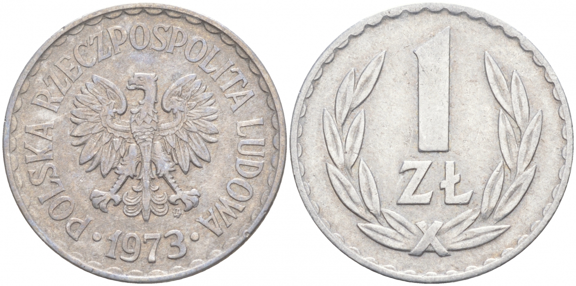 ПОЛЬША 1 ЗЛОТЫЙ 1973 MW KM 49.1 алюминий 68-421