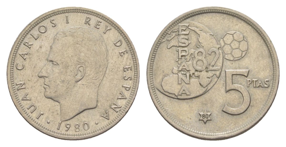 Испания 5 песет 1980 (80) KM 817 медно-никель 4633-427