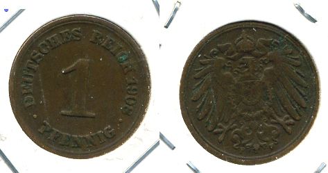 ГЕРМАНИЯ 1 ПФЕННИГ 1908 F KM 10, J 10 медь 701-323