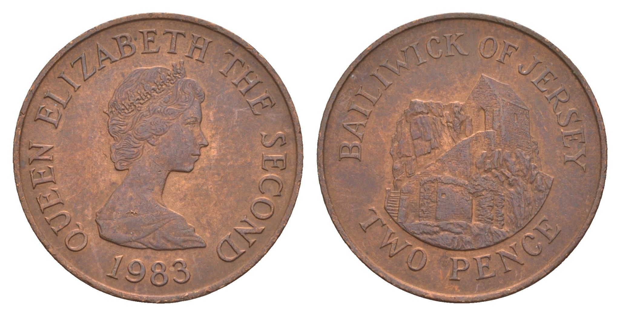 Джерси 2 пенса 1983 Елизавета II (1952-2022), Сент-Хелиер KM 55 бронза    4660-215