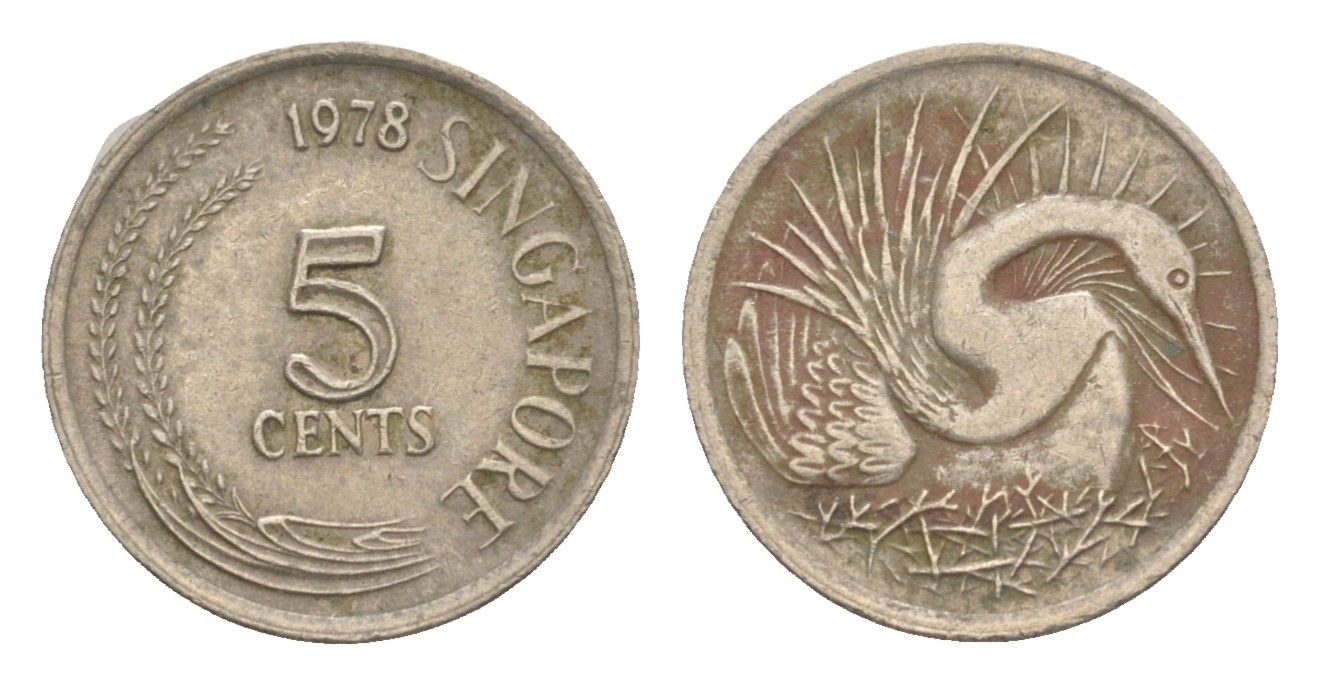 Сингапур 5 центов 1978 KM 2 медно-никель 4640-537