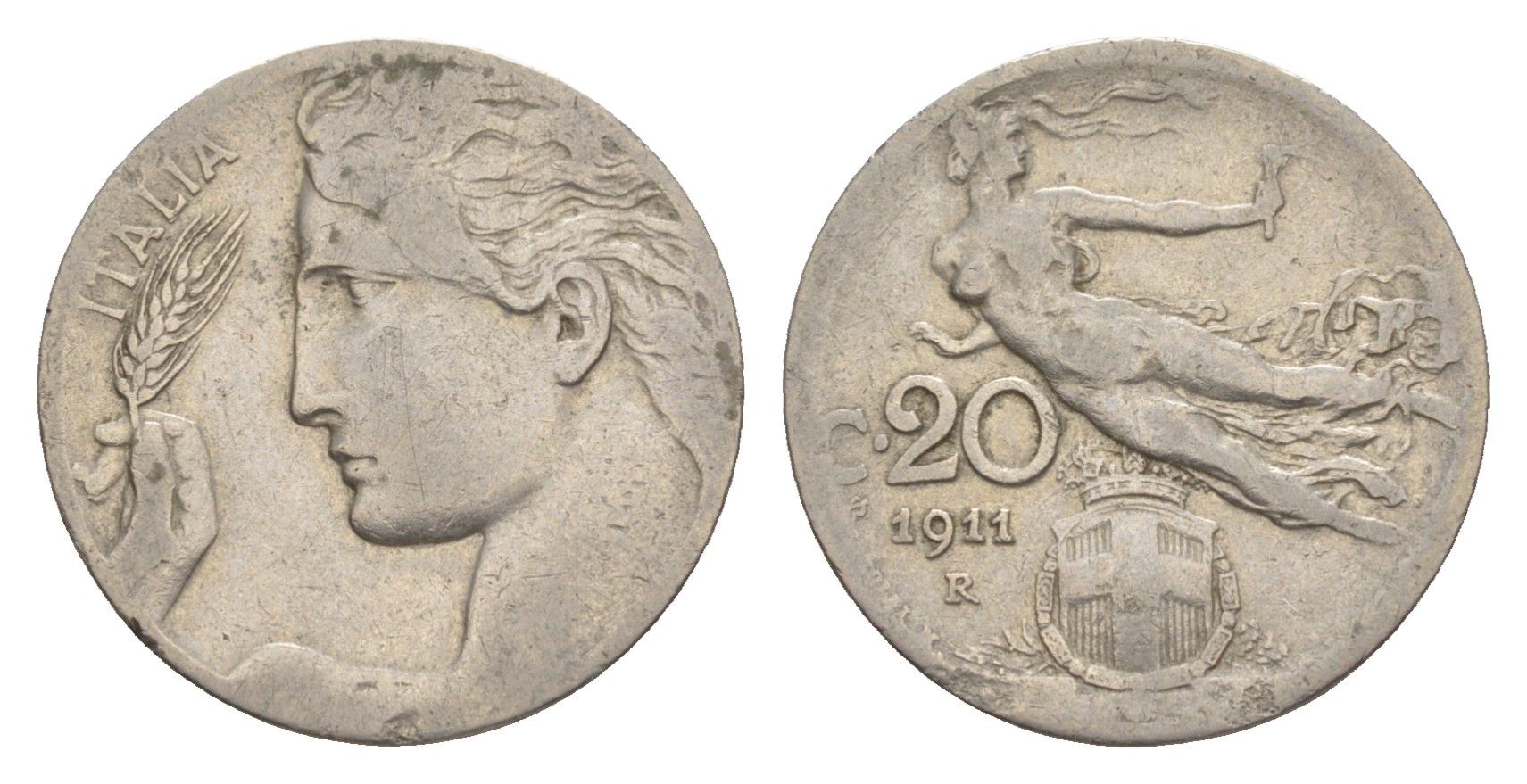 Италия 20 чентезимо 1911 KM 44 никель 4643-318