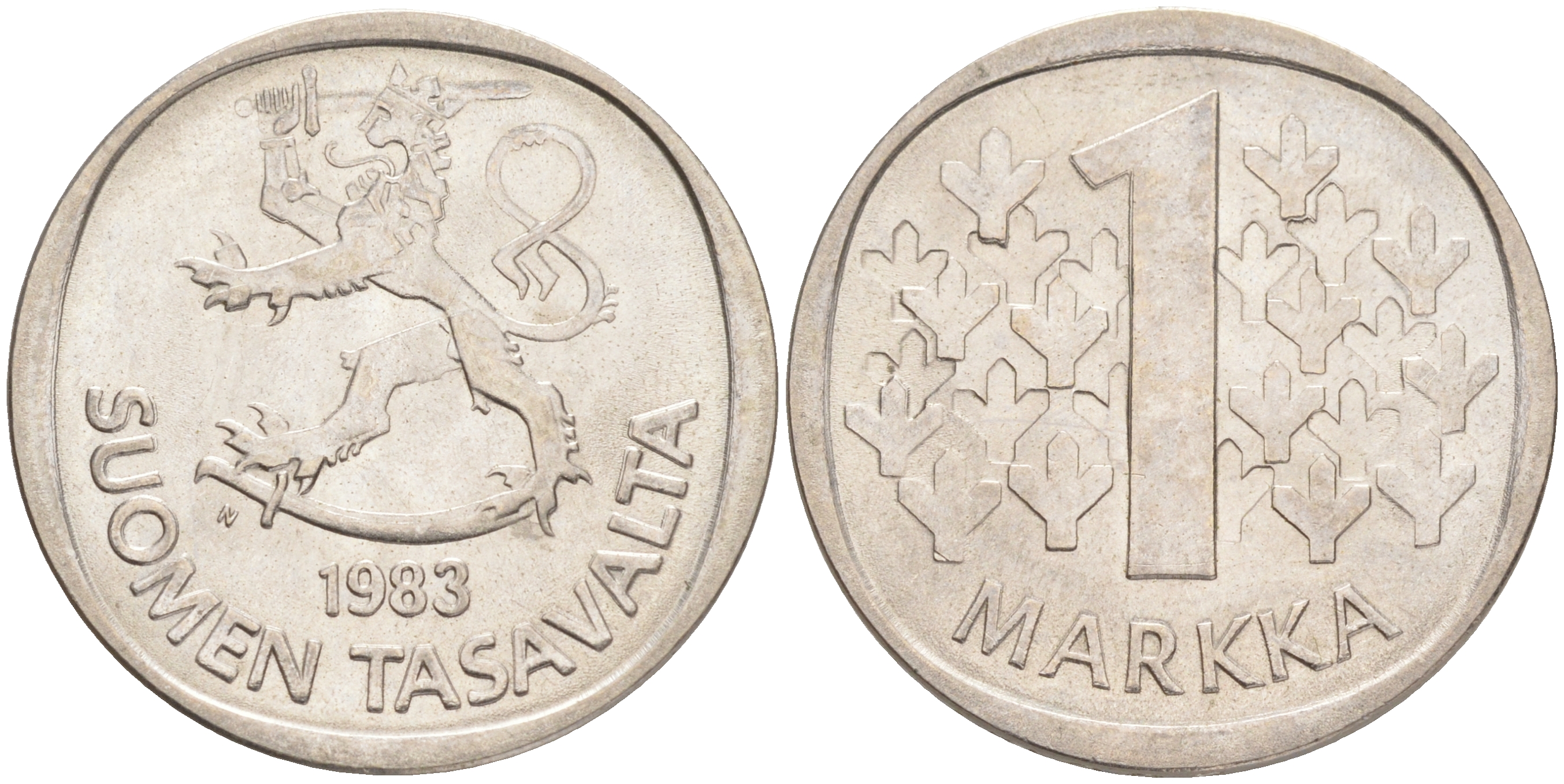 ФИНЛЯНДИЯ 1 МАРКА 1983 N KM 49а медно-никель UNC 4556-723