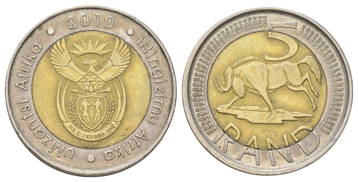 ЮАР 5 рандов 2010 KM 499 биметалл 4626-857