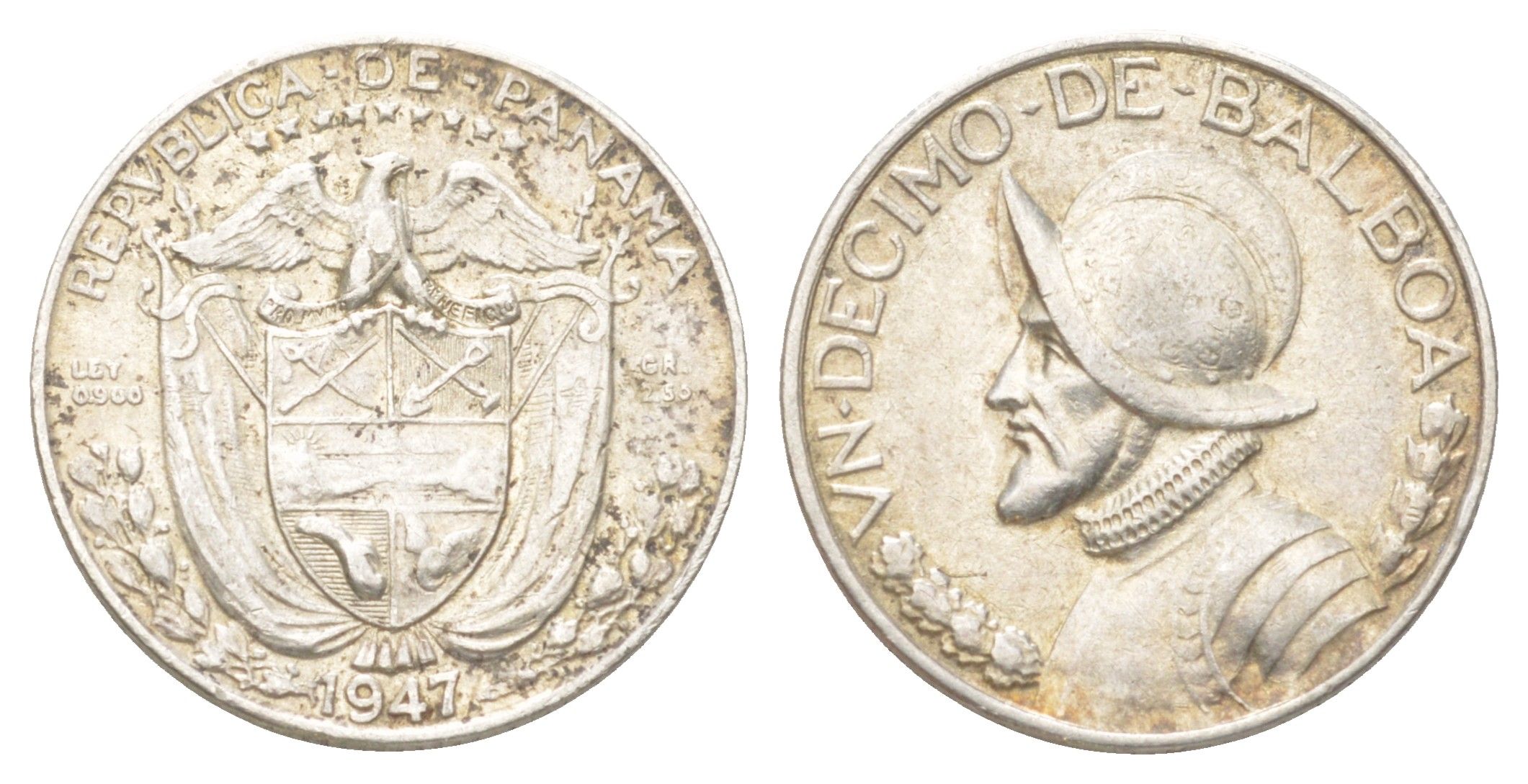 Панама 1/10 бальбоа 1947 KM 10.1 серебро 4625-154