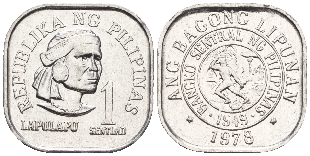 Филиппины 1 сентимо 1978 вождь острова Мактан Лапу-Лапу KM 205 алюминий  UNC  220-1123