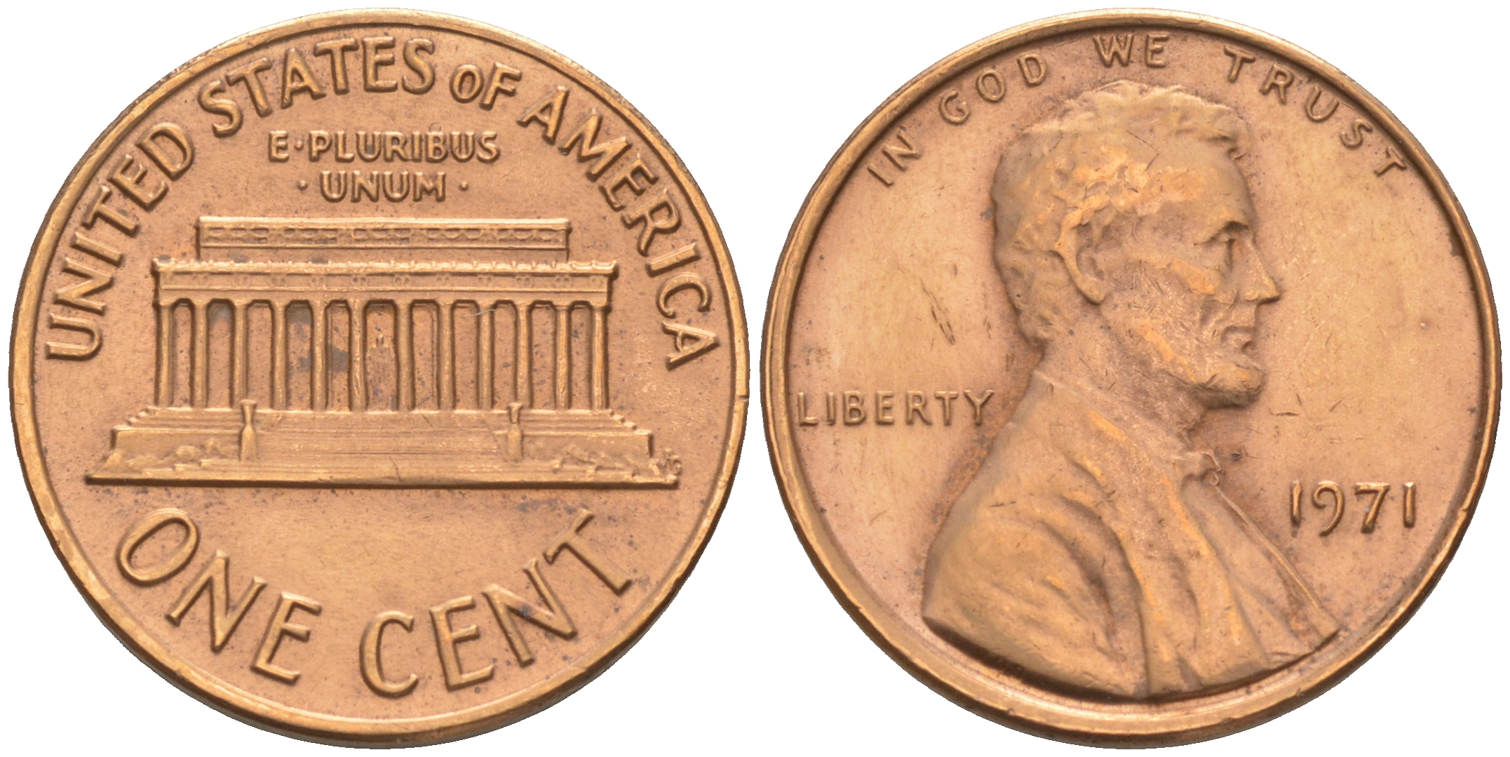 США 1 ЦЕНТ 1971 ЛИНКОЛЬН KM 201 медь цинк 188-356