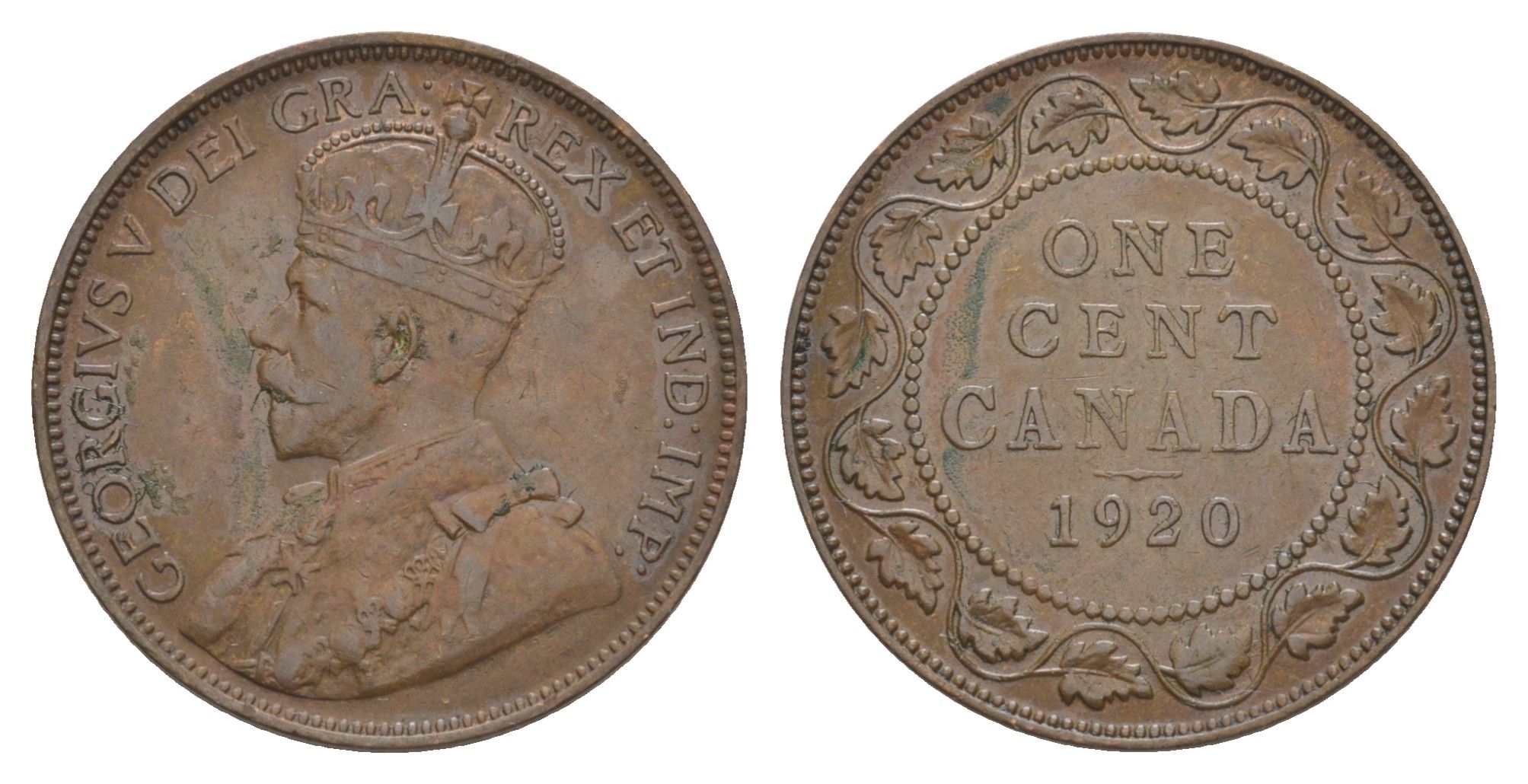 Канада 1 цент 1920 Георг V (1910-1936) KM 21 бронза 4637-155