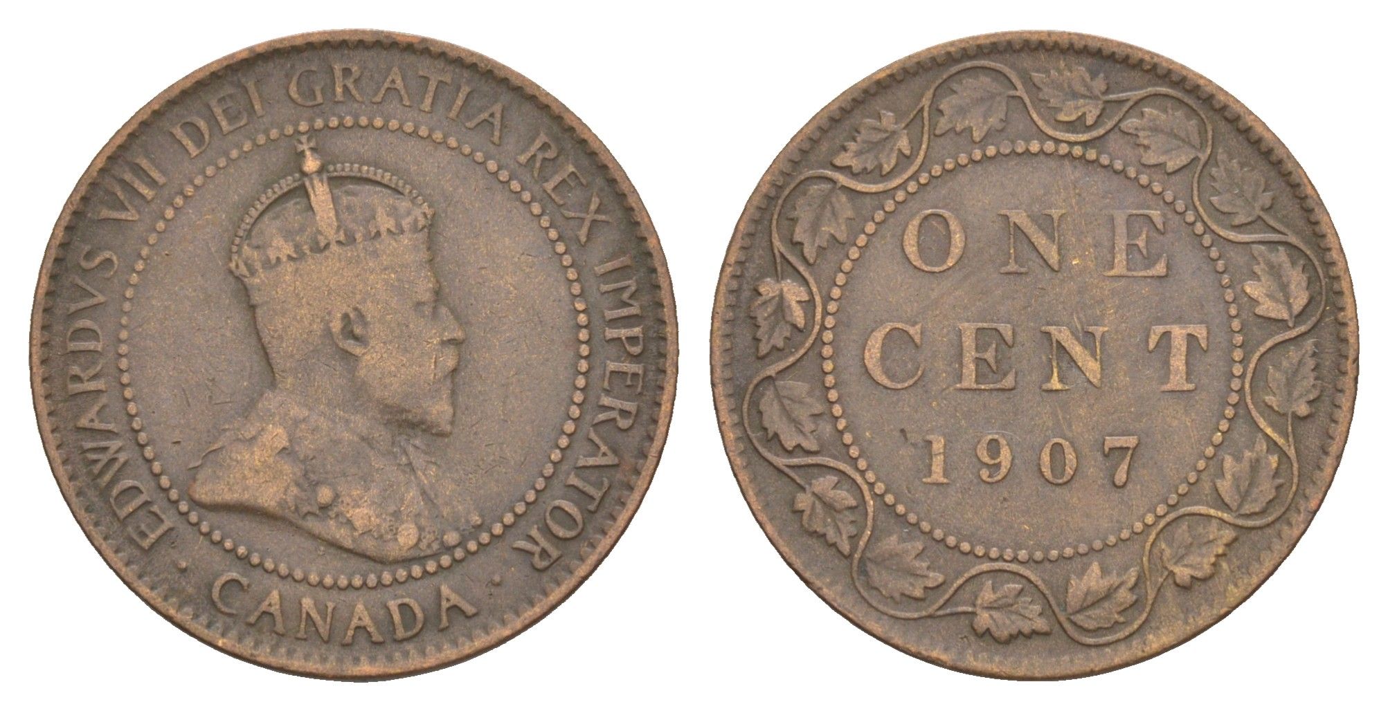 Канада 1 цент 1907 Эдуард VII (1901-1910) KM 8 бронза 4637-811