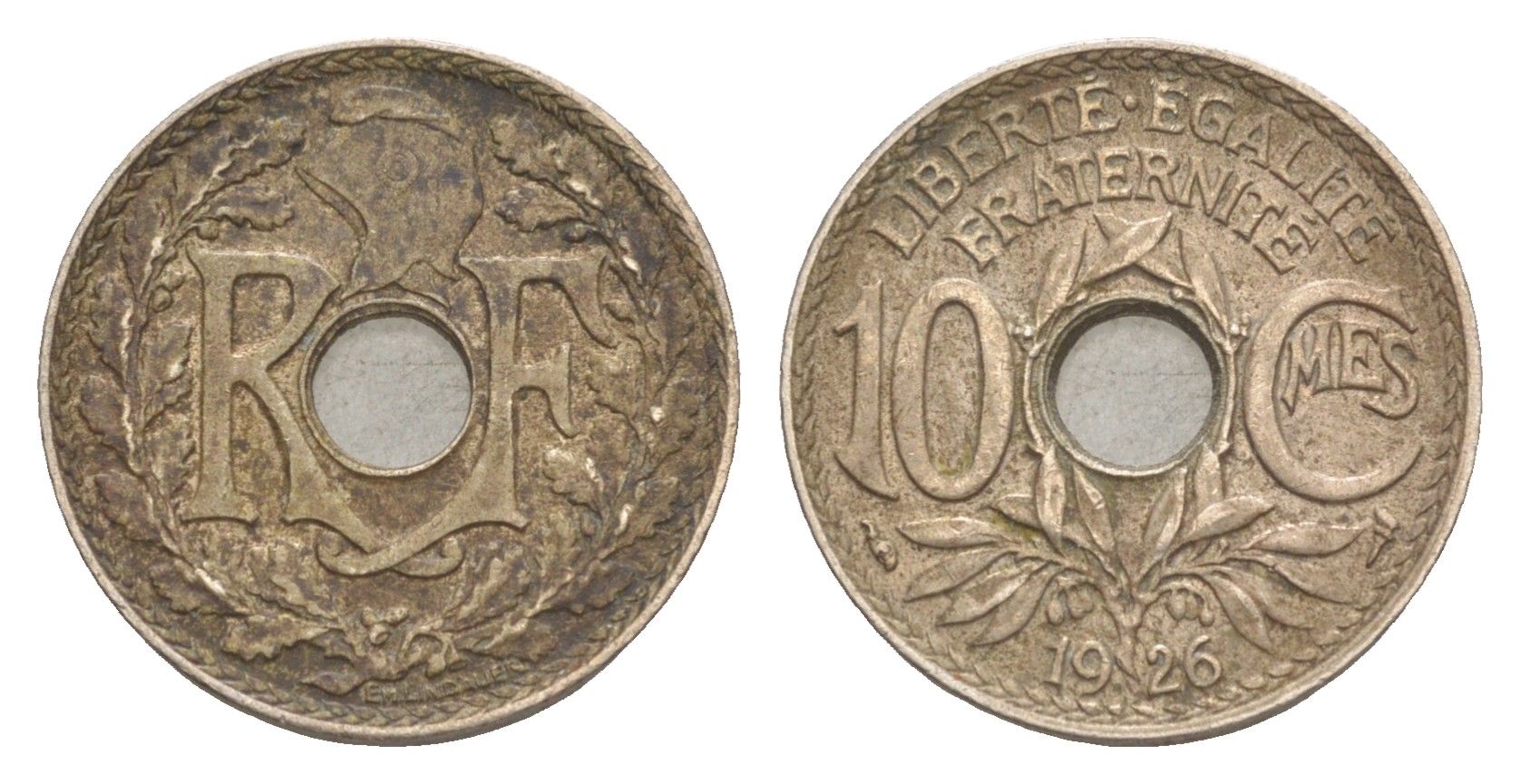 Франция 10 сантимов 1926 KM 866a медно-никель 83-237