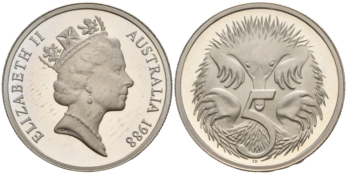 Австралия 5 центов 1988 KM 80 медно-никель PROOF 3711-1742
