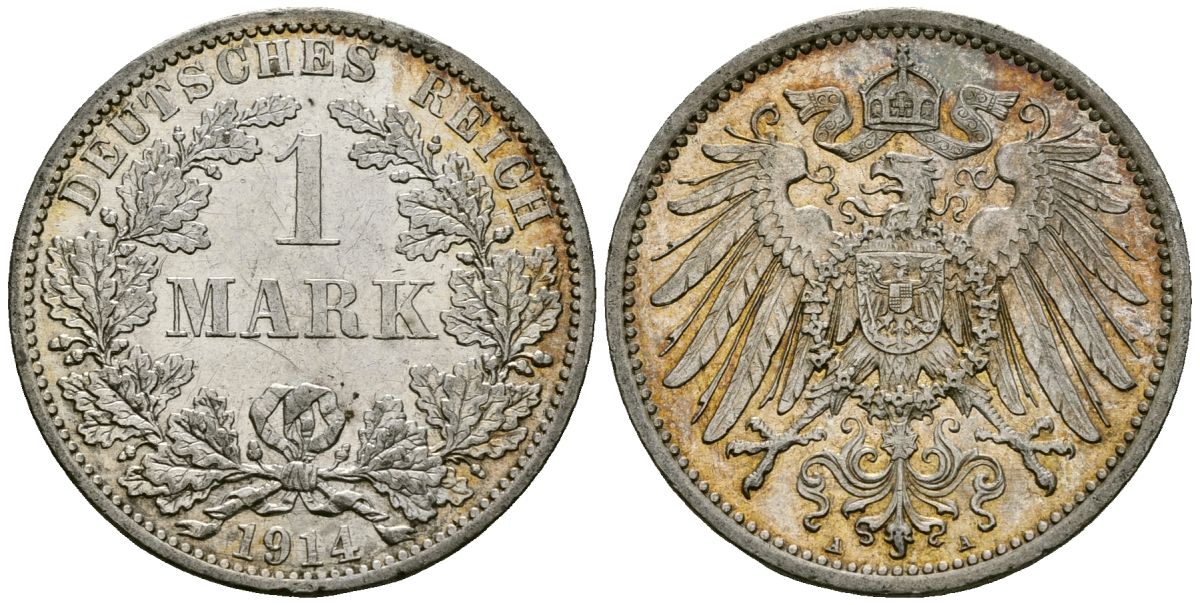 Германия 1 марка 1914 A KM 14 серебро 4172-444